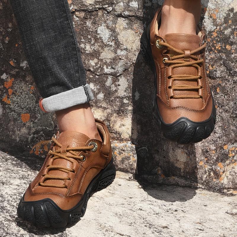 Men shoes genuine Leather Hiking Shoes men Trekking Sneakers Flats Comfortable Outdoor Walking Mountain Sports Shoes men