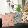Spring Floral Linen Throw Pillow Cover for Sofa or Living Room