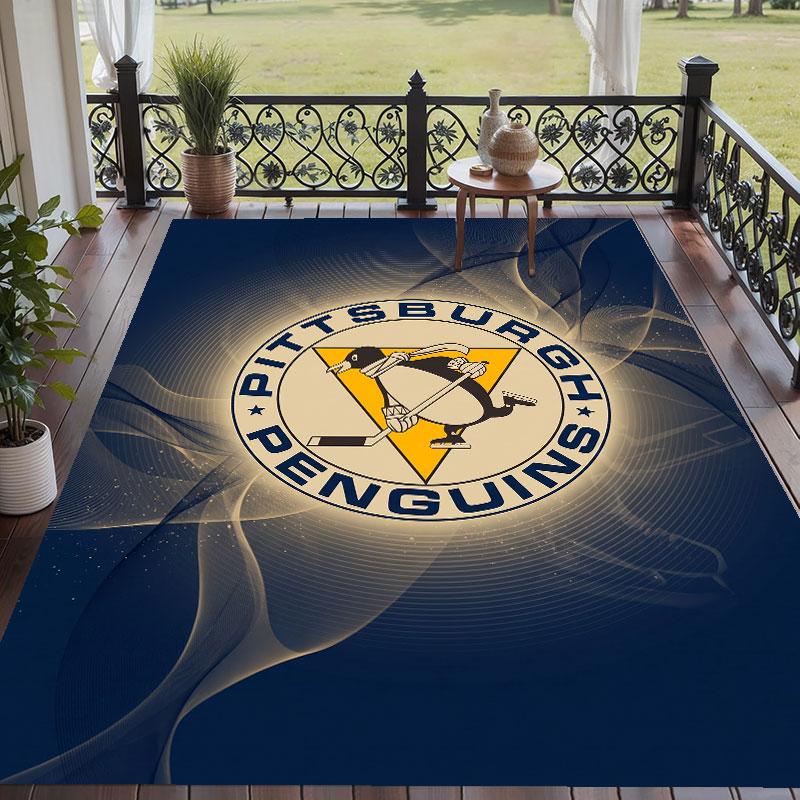 Soft Floor Carpet Pittsburgh Penguins Pattern Area Rug Decorative Mat For Home Room Decoration