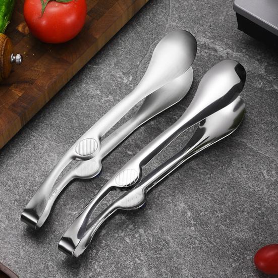 Stainless Steel Serving Tongs with BBQ Buffet Food Non-Slip Grip Heavy-Duty Clips Heat-Resistant Rust-Proof Kitchen Utensils