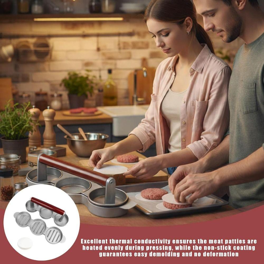 Non-Stick Coating Mini Burger Press 3 Patties Capacity Hamburger Patty Mold  Cooking