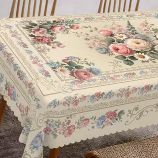 Mexikanische Blumige Tischdecke Rechteckig Volkskunst Muster Tischdecke mit Zackensaum Bunte Blumen Tischabdeckung für Esstisch Party Dekoration