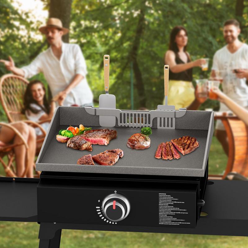 Griddle Pan Spatula Holder Non-slip Griddle Spatula Holder Multifunctional BBQ Tool Rack Stainless Steel Barbecue Accessories