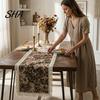 Autumn Dining Table Decorations Floral Jacquard Runner, Boho Fringed Retro Runners for Entrance Cabinets Farmhouse Cover Table, Home Party Decor