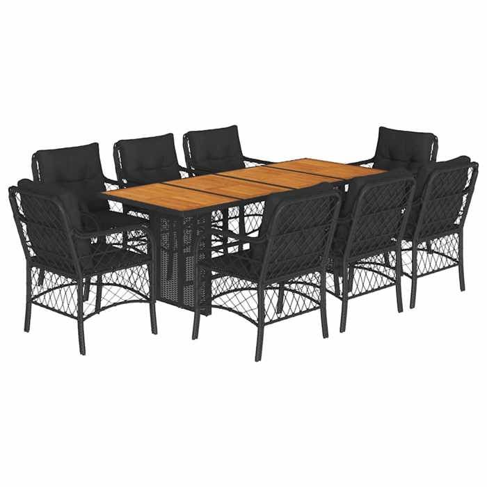 VidaXL 9-Piece Garden Dining Set with Cushions, Patio Table and Chairs, Patio Furniture, Outdoor Furniture, 3212073