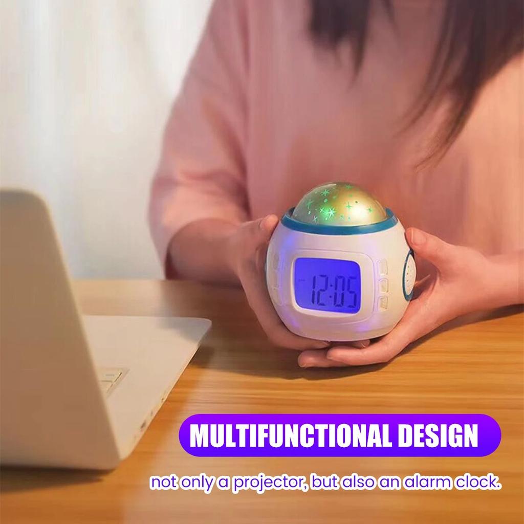 LED Star Sky Color Changing Projection Alarm Clock Bedside Night Light For Bedroom For Kids Room