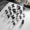 Halloween Jewelry Irregular Black Finger Rings Gothic Punk Black Snake Buttefly Spider Bat Heart Rings Set for Women Men
