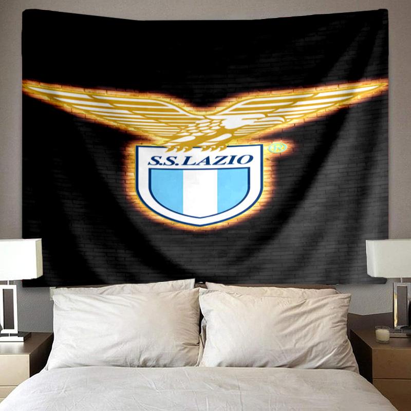 Lazio Football Crest Printed Tapestry, Fabric Tapestry Wall Hanging Decoration for Bedroom, Living Room, Dorm Room Home Party Fan Gifts