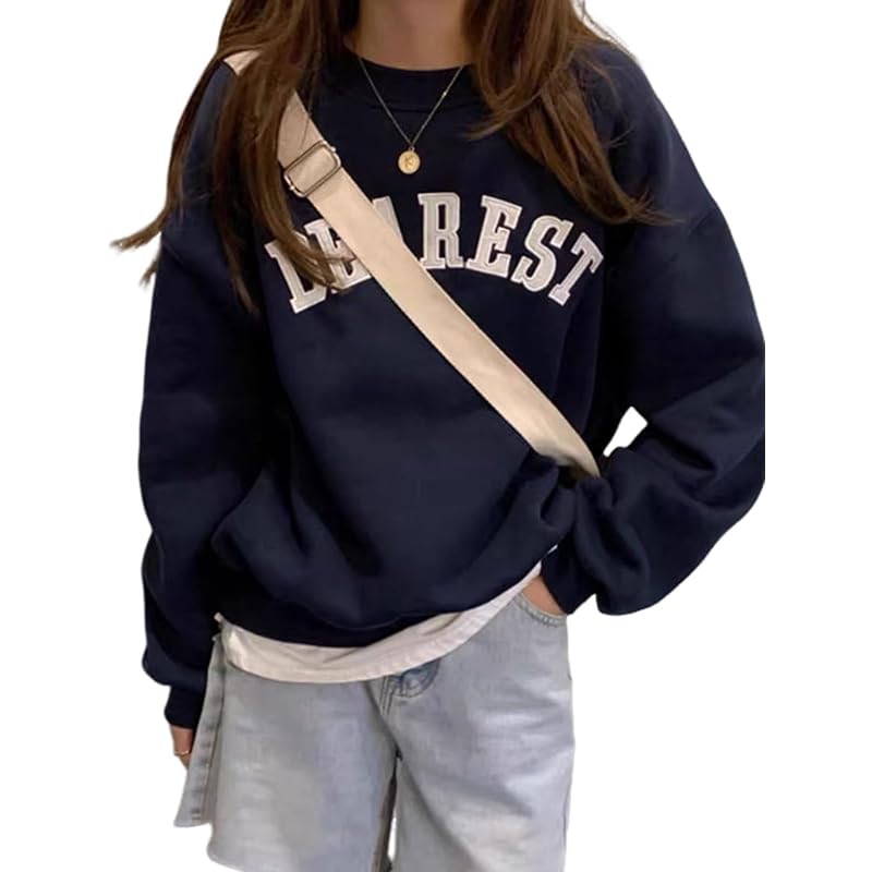

[BLANK BLANC] logo embroidery long t-shirt large size simple long sleeves T-shirt One point body shape cover crew neck everyday wear home clothes navy