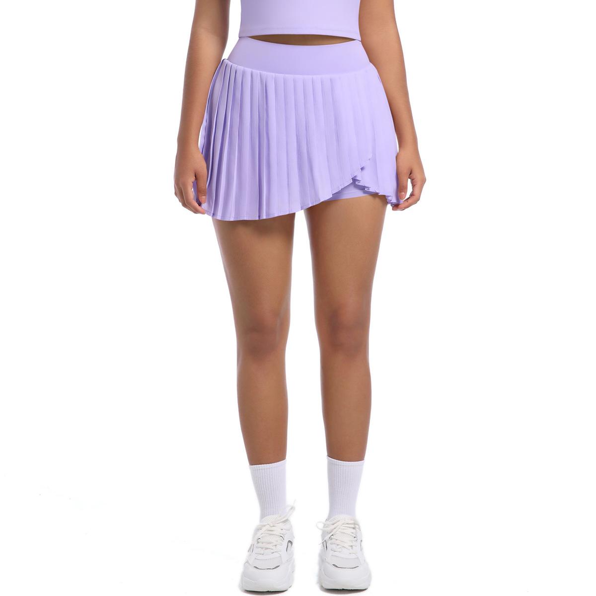 

Новая теннисная юбка, плиссированная юбка, юбка для йоги и фитнеса, противоскользящая, быстросохнущая, шорты-юбка до середины бедра, костюм для йоги XL светло-фиолетовый