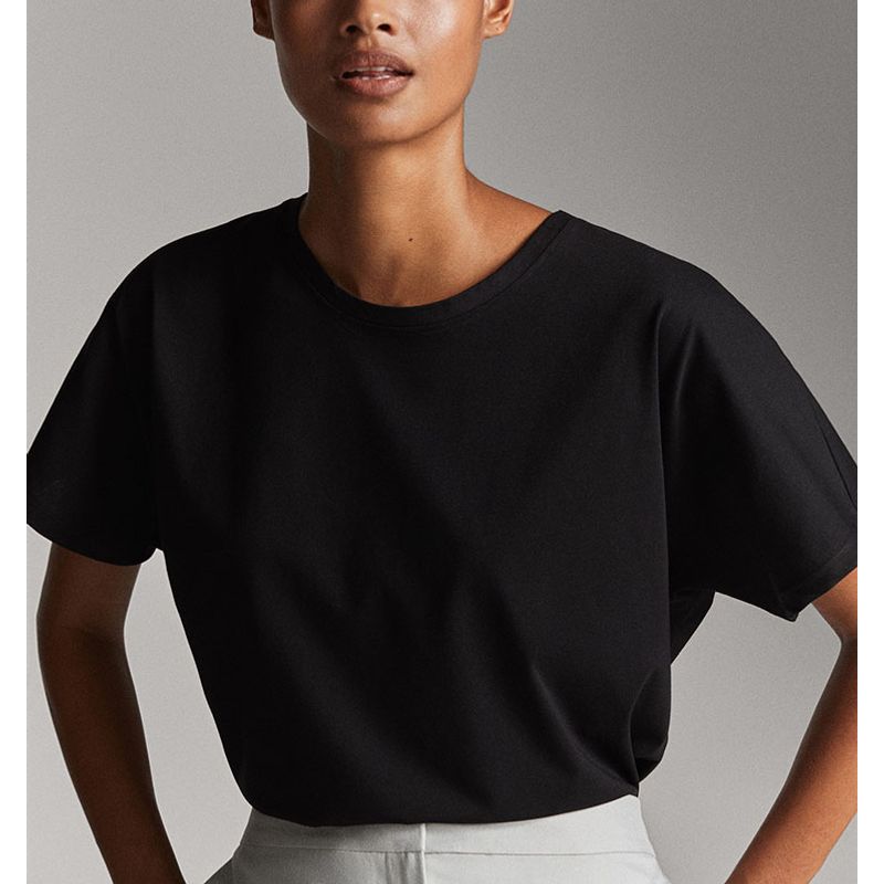 

Испания Одиночный для женщин Новый Базовый Самый простой для сочетания Хлопковая футболка Короткий рукав Свободный Повседневный топ 06812902251 Night Sky Black S