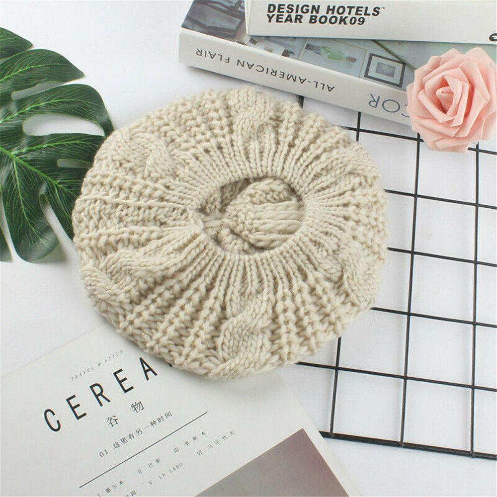 Women Girl Ribbed Vintage Warm French Artist Cap Knitted Cap Beret Hat Painter Hat