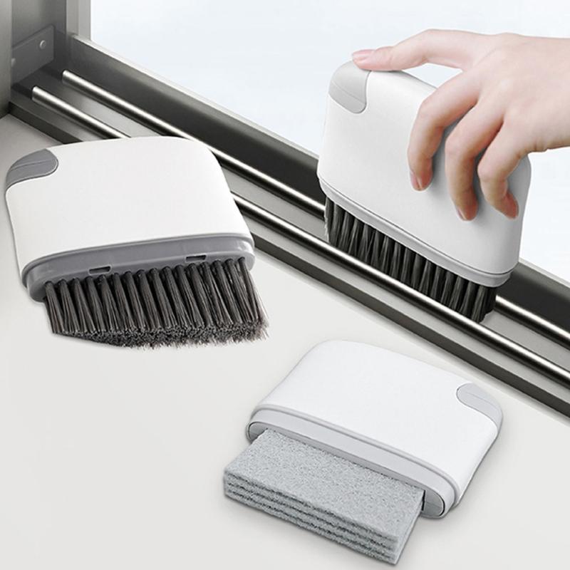 Multipurpose Kitchen Window Sill Gaps Brush With Scraper Double Head For Deeply Cleaning Stubborn Grime In Tight Space