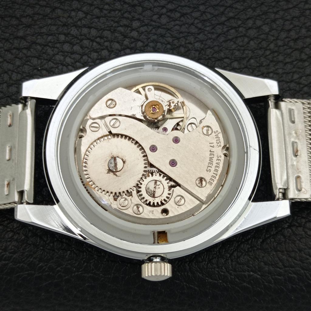 MONTRE HOMME SUISSE VINTAGE À REMONTAGE MANUEL CADRAN BLEU RECONDITIONNÉE a707125-1