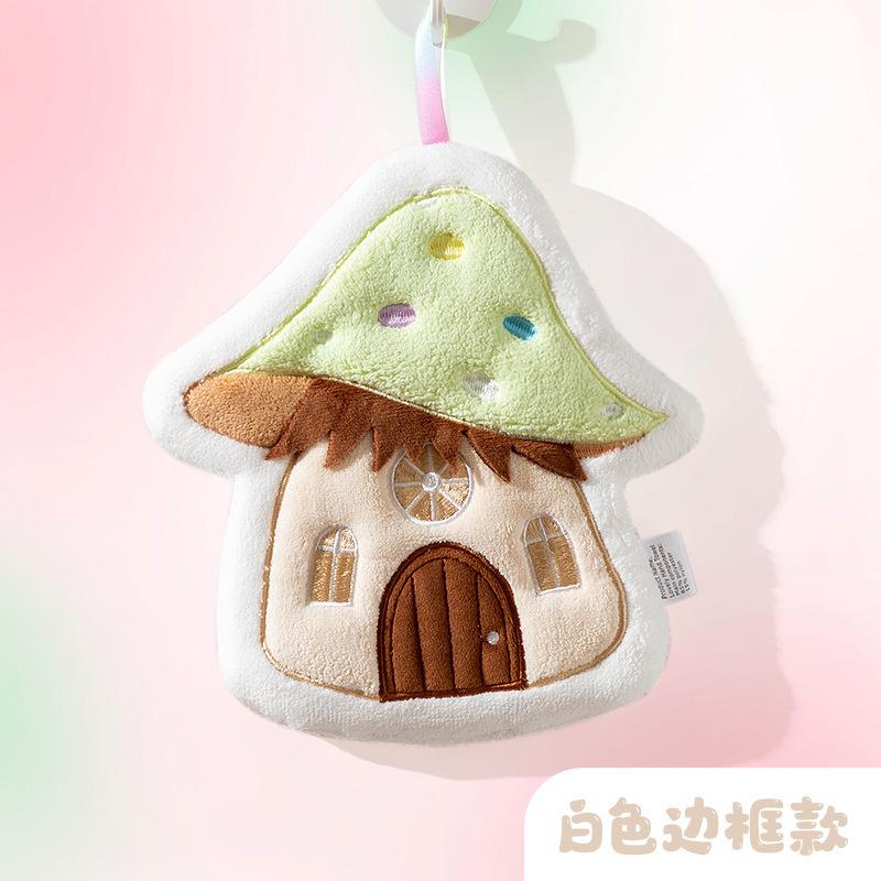 Dream mushroom house dopamine hand towel bathroom household coral fleece hand cloth soft absorbent cute handkerchief