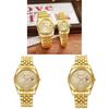 Couples Gold Business Quartz Watch With Night Light Calendar For Romantic Gift Set
