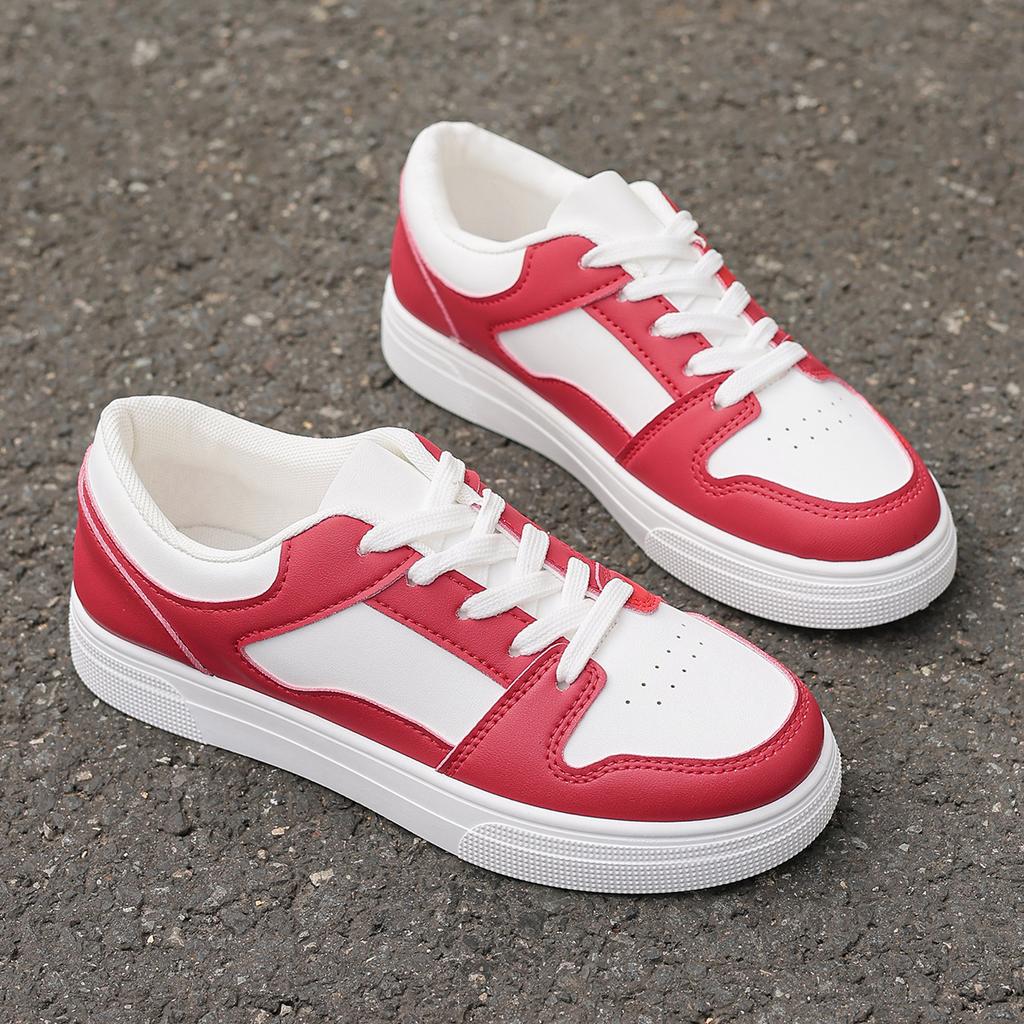 Fashion Fashionable Breathable Shallow Lace-up Vulcanized Shoes Spring Autumn New Round Toe Thick Sole Comfortable Casual Sports Shoes