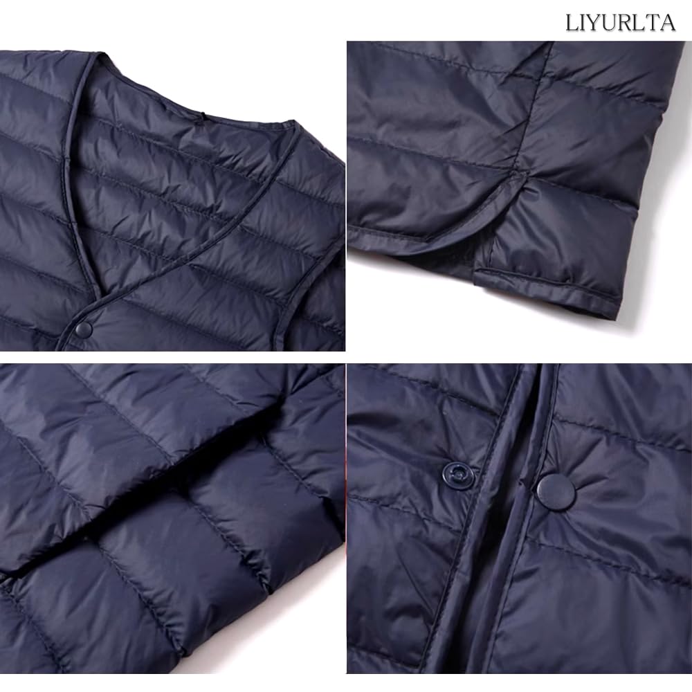 LIYURLTA Ultralight Inner Down for Fall and Includes Storage LIY50 Men's Vest, Collarless, Water-Repellent, Lightweight, Warm, Cold-Wearing, Thin,