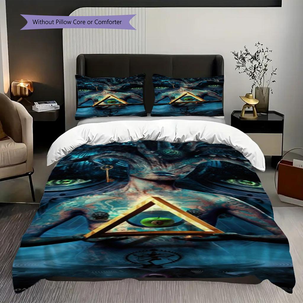 Mystic Symbols Cosmic Energy Three-piece set (1 * duvet cover + 2 * pillowcase, without core) 2D Flat Duvet cover and pillowcase