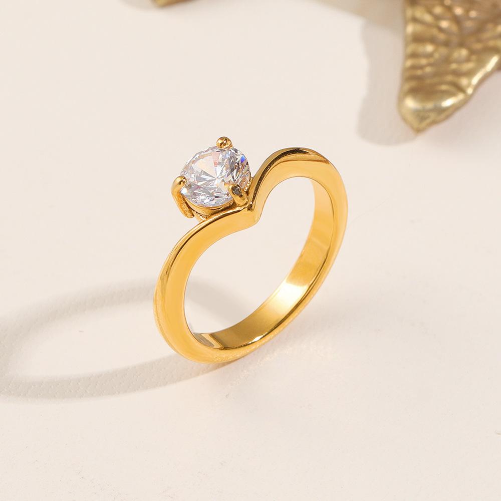 Titanium Steel Ring: European & American Luxury Design, Single Diamond, Non-Fading Women's Band