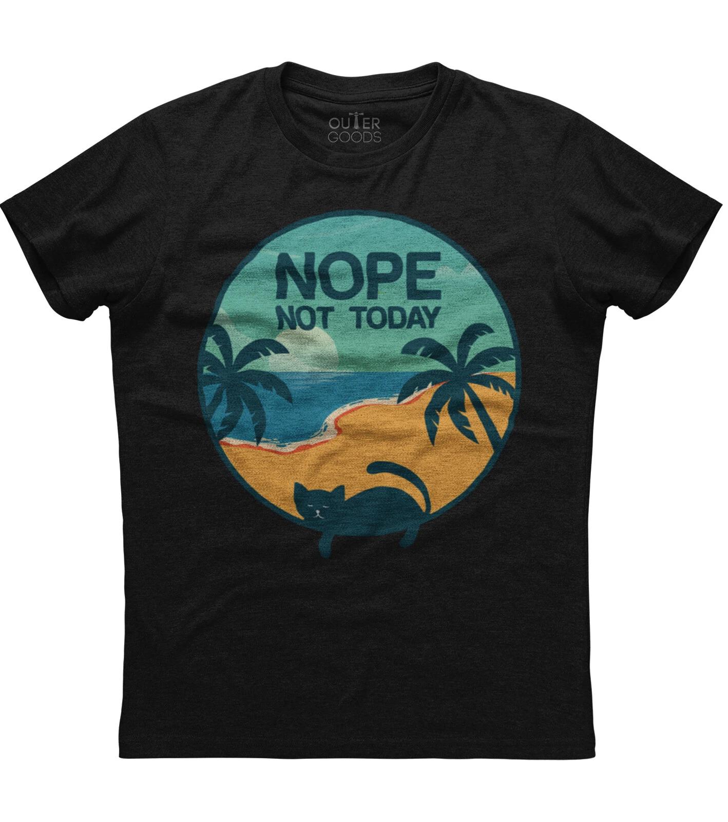 Nope Not Today Sleepy Cat Printed Mens Short Sleeve New Cotton Black T-shirt S