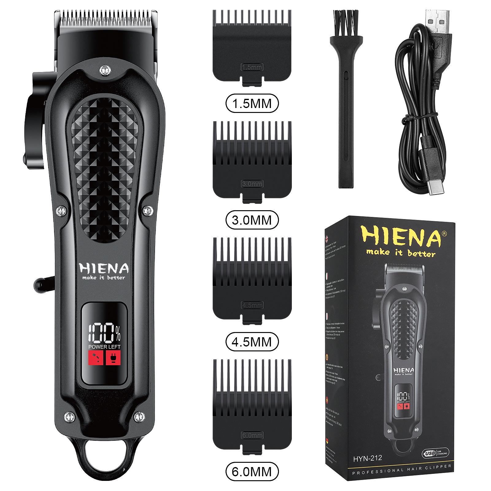 

HIENA Electric Hair Clipper with Number Display, Oil Head Carving, Push Clippers for Barbers.