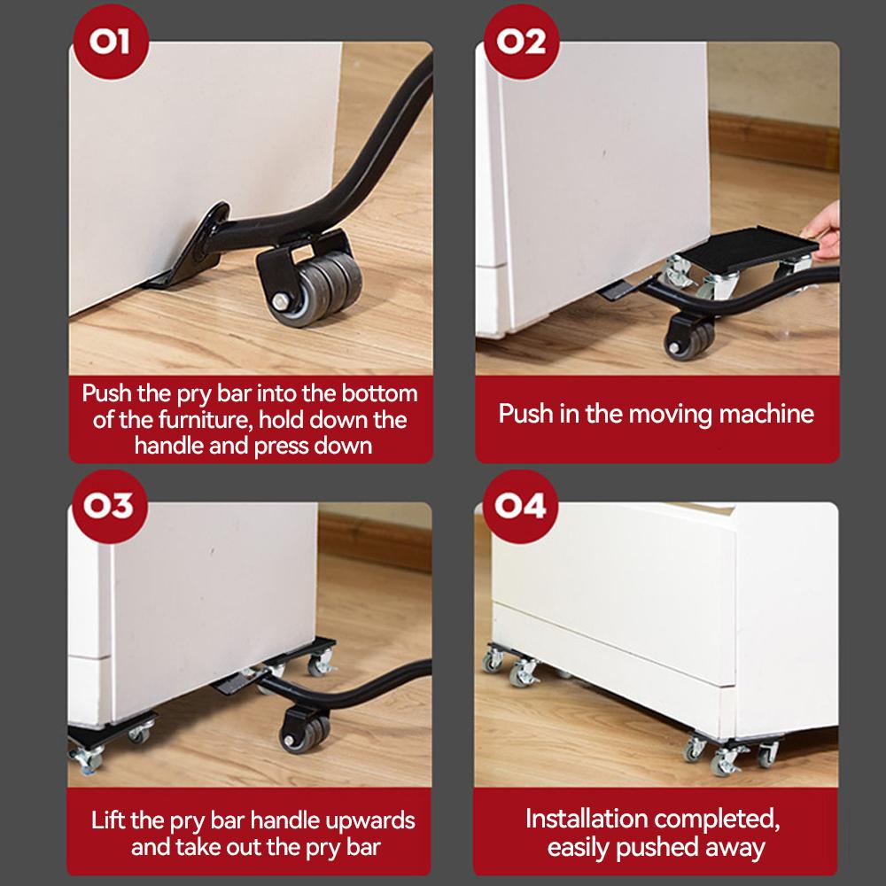 6Pcs Bearing 400kg Heavy Duty Furniture Lifter Transport Mover Lifter Slides Wheel Furniture Mover Tool Set Roller Bar Hand Tool