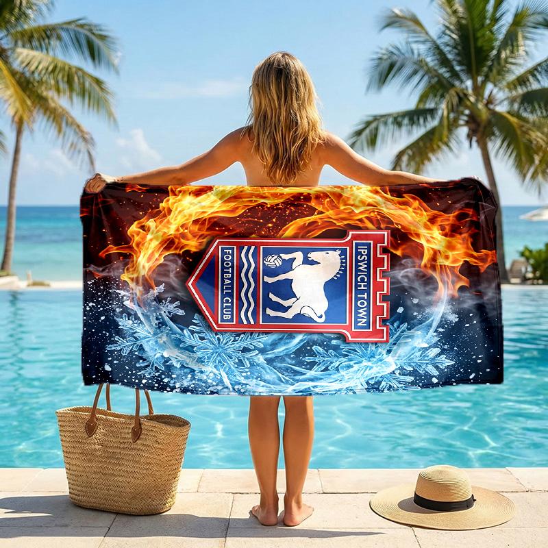 Ipswich Town Fußball Strandtuch Weiches Mikrofaser-Sommertuch Schnelltrocknendes Saugfähiges Handtuch für Strand Schwimmbad Reisen