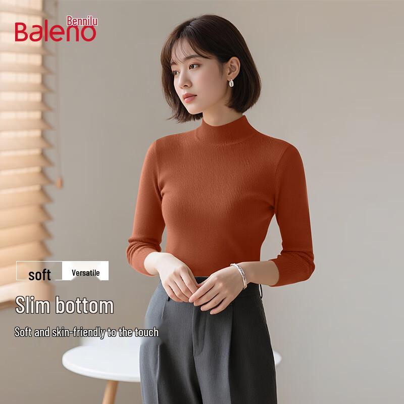Baleno Women s Semi-High Collar Wool Blend Base Layer Sweater One Size