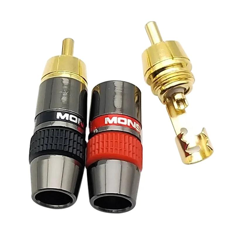 2/4/8Pcs High Quality Gold Plated RCA Connector Lotus Plug Male Terminal for Audio Video Cable Extension