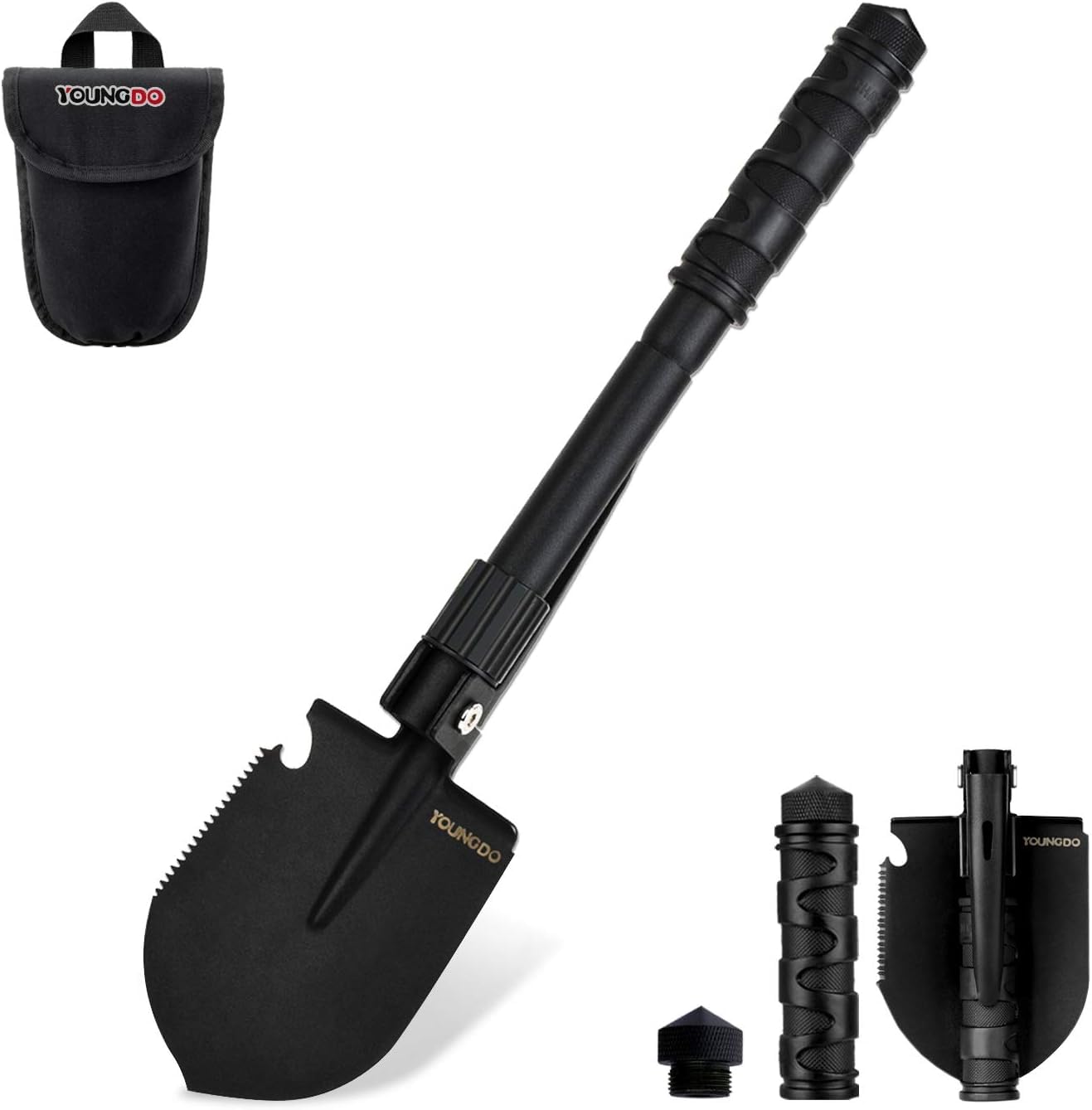 

YOUNGDO Multifunctional Gardening Emergency Disaster Car Outdoor Storage Bag Included Shovel, Shovel, 3-Level Adjustable, Tool, Preparedness, Shovel, чорний