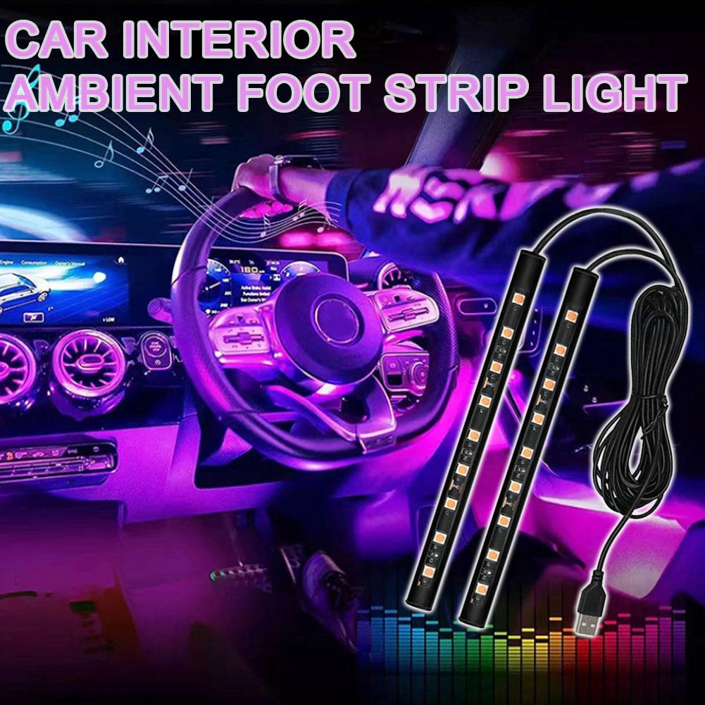Car LED Foot Lights 12V Interior Ambient Lights Strip Accessories Auto 18 Lamp Decorative Atmosphere Bulbs Cm Light 17 M3C3