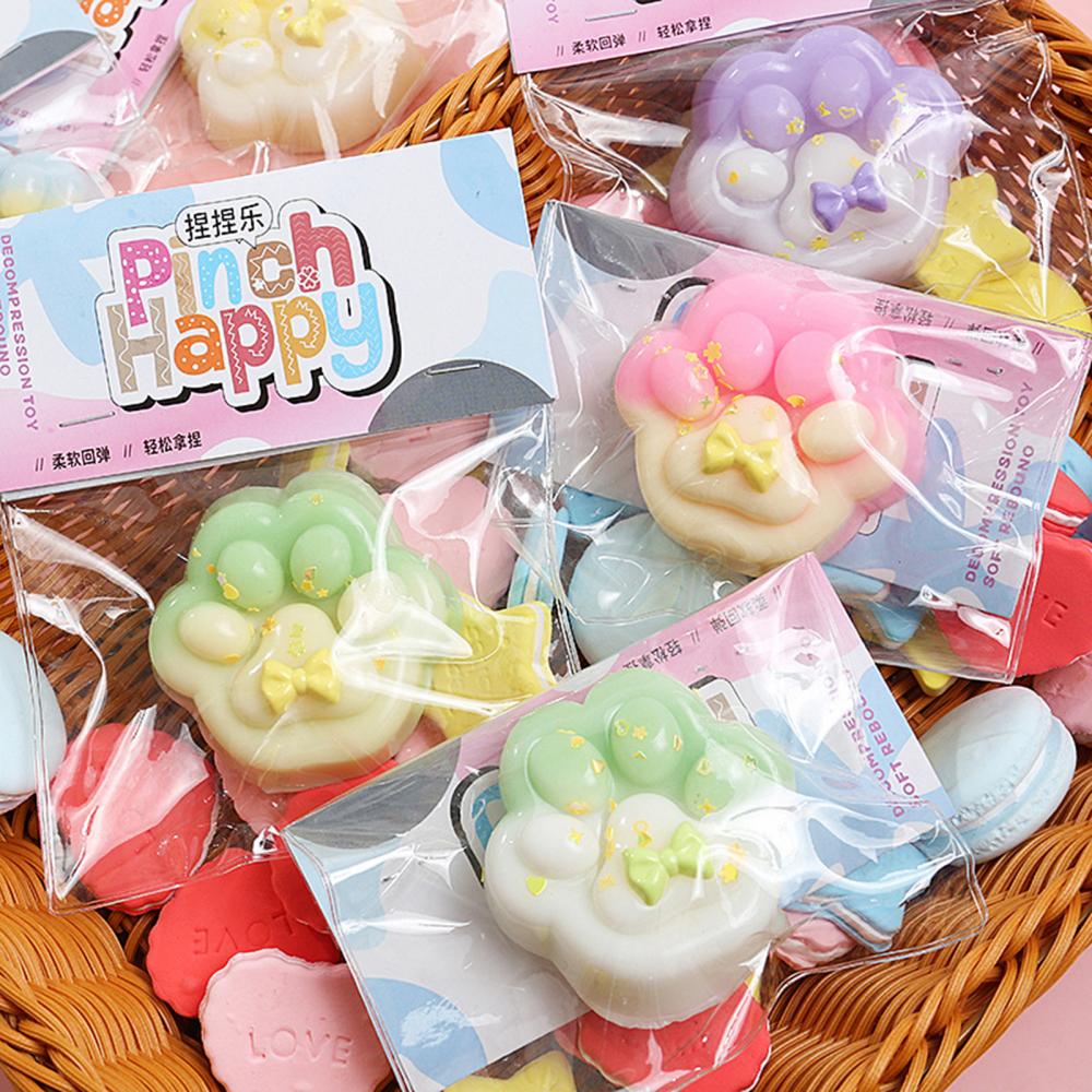 Pet Paw Squishes Toy Colorful Cat Paw Squeeze Toy For Stress Relief Anxiety Soft Tpr Fidget Toy For Kids Teens Adults Portable