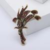 Female Fashion Vintage Rainbow Flower Brooches For Women Luxury Gold Color Alloy Crystal Brooch Safety Pins