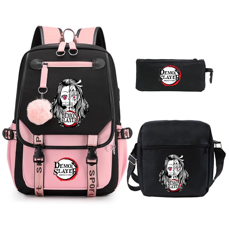 Riman peripheral printing fashion backpack cross-border campus primary and secondary school students schoolbag shoulder bag pencil bag three-piece set
