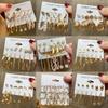 IF ME Fashion Butterfly Gold Earring Set Retro Pearl Pendant Stud Earrings Women Jewelry Accessories
