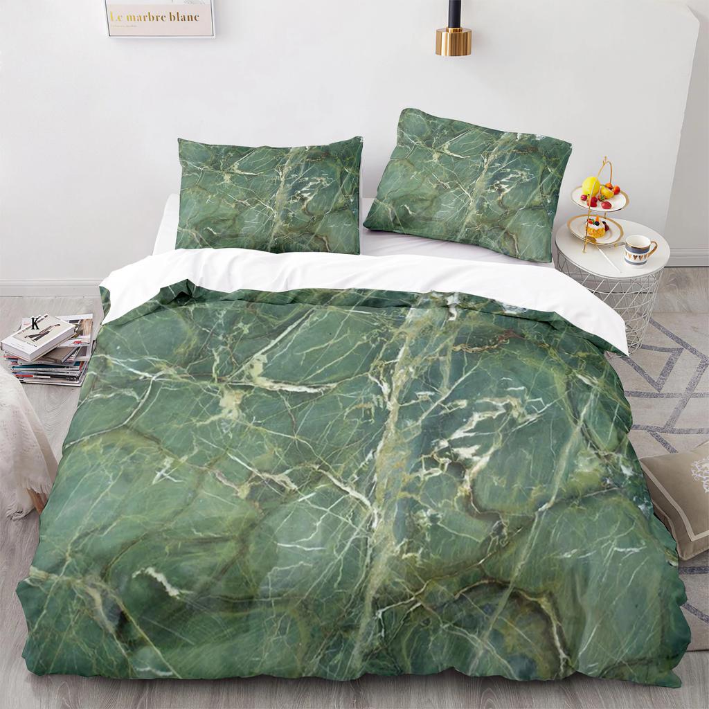 Marble King Queen Duvet Cover Green Gold Pattern Bedding Set For Teens Adults Red Love Heart Teal 2/3Pcs Polyester Quilt Cover
