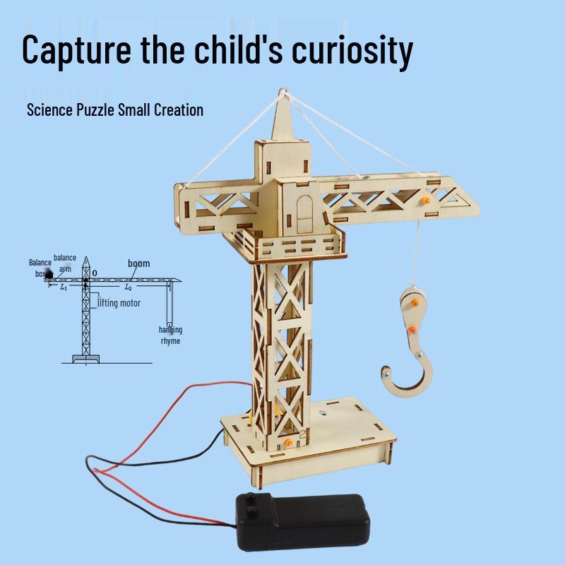 Miniature DIY Tower Crane Model Kit for Science Experiments