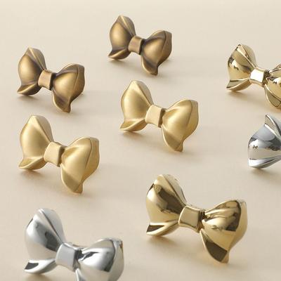 Creative Retro Bow Tie Brass Handle Vintage Single Hole Cabinet Door Knobs Gold Push-pull Wardrobe Drawer Pulls Kitchen