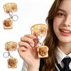 Squishy Bread Shaped Keychain Toy with Bear Design Soft Stress Relief Squeeze Toy Keyring Fidget Toy for Adults and Kids