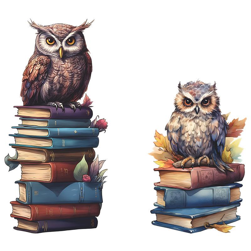 Kreskówkowy Sowa Osobowość Książki Pokój Dziecięcy Sypialnia Salon Gabinet Dekoracja Ścienna Naklejki Ścienne