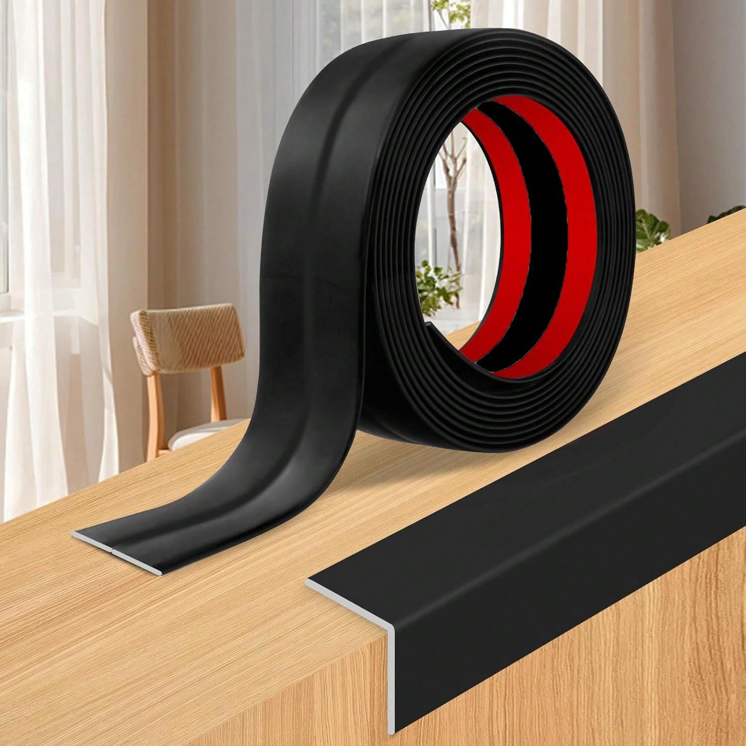 

1PC 3metersx4cm Peel and Stick Molding Trim L-Shaped Self Adhesive Floor Transition Strip Flexible 300cm Furniture Edge Bumper I 3metersx4cm чорний