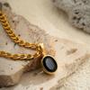 Multicolour Oval Crystal Necklace Stainless Steel Gemstone Necklace  Party Jewelry