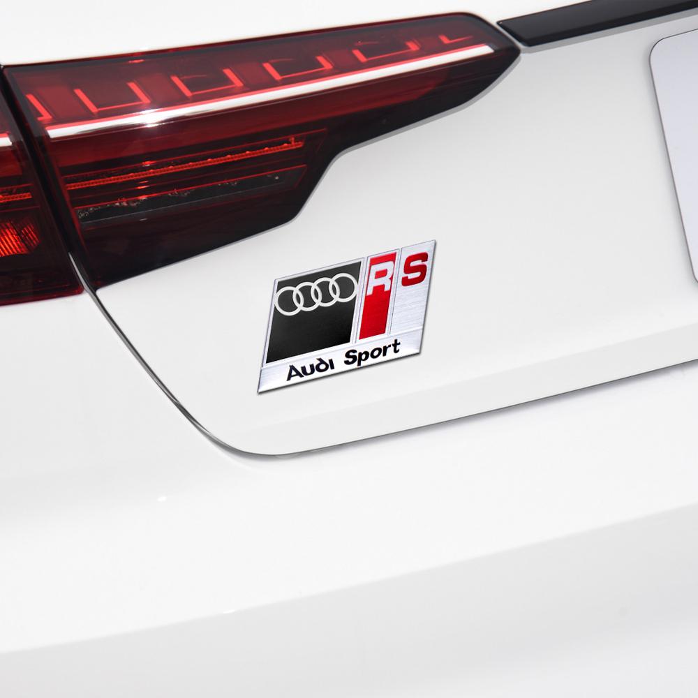 3D Aluminum Car Body Rear Trunk Tail Stickers Decal Center Cover For E2 Sline A1 Q2 B3 A4 8V 8L RS RS3 RS4 S5 RS6 Q1 S2 S3 TT E3