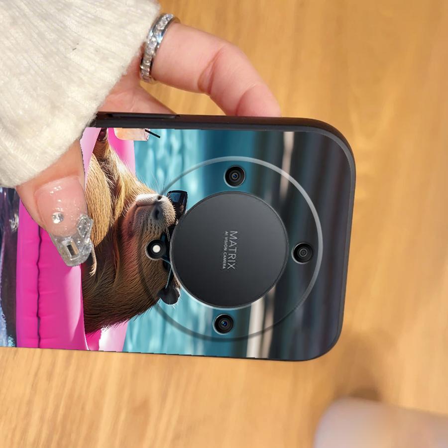 Süße Capybara Hülle für Honor X7 X6 8X X8 X5b Magic5Lite X9a 90 200 400 Lite 70 Schwarze Weiche Handyhülle