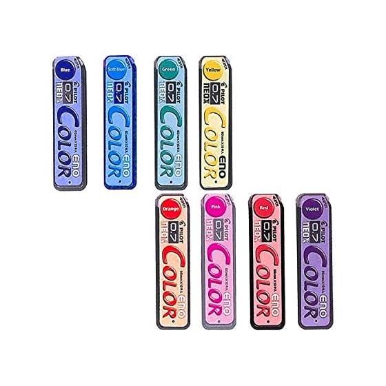 Pilot Color Eno Refill 0.7mm 8 Color Set HRF7C-20 Blue, Soft Blue, Green, Yellow, Orange, Pink, Red, Violet