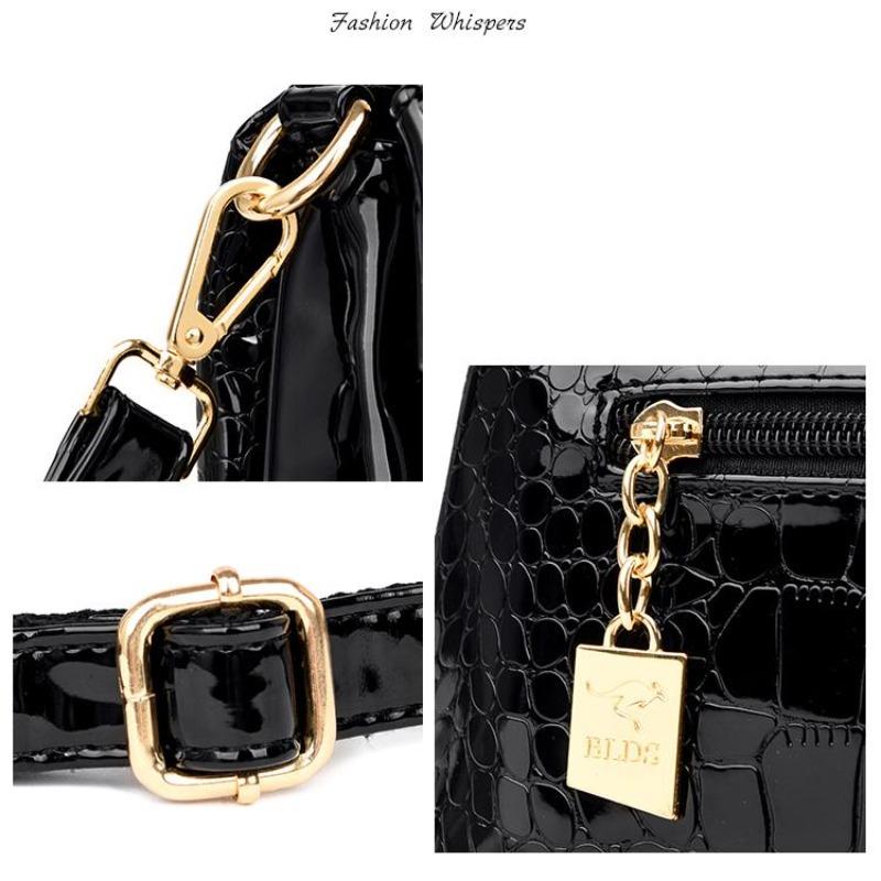 3 Layers Women Handbag Purses Luxury Designer Patent Leather Shoulder Messenger Bags for Female Vintage Crocodile Summer Sac