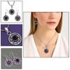 Set Amethyst Anhänger Ohrringe Mädchen Ohrring Halskette Sterling