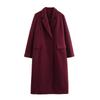Womens Solid Color Mid-Length Blend Wool-Like Coat 2026 Streetwear Outerwear