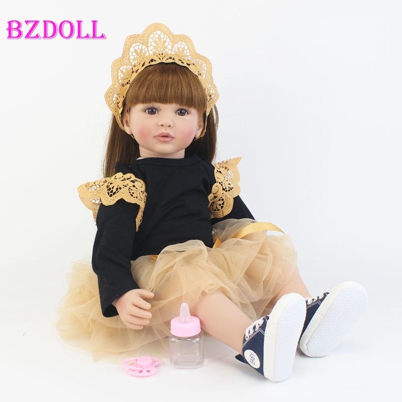 BZDOLL 60cm Soft Silicone Reborn Baby Doll Toys Like Real Vinyl Princess Toddler Alive Bebe Girl Bonecas Kids Birthday Gift